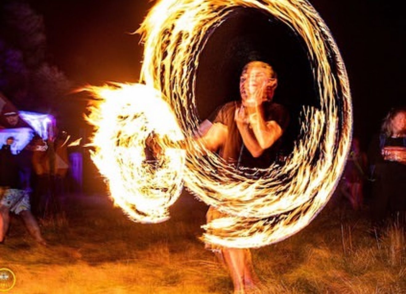 Fire poi demonstration — ring of fire